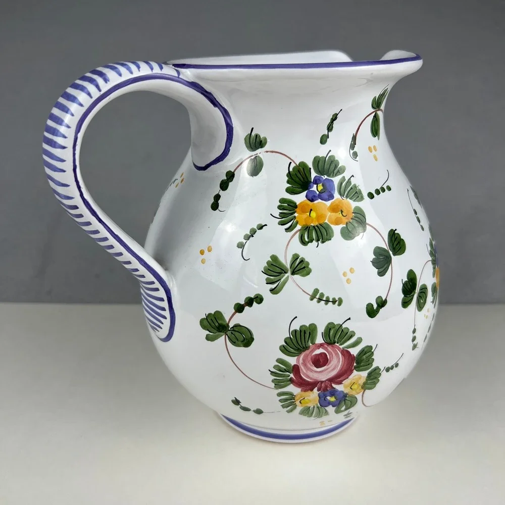 VTG Pitcher Made in Italy L. Pardi Floral Pitcher 7.5